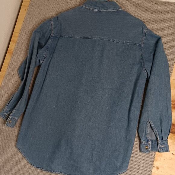 Bobbie Brooks Vintage Denim Shirt Womens Size M Blue X-Mas Bears Embroidered - Picture 9 of 15